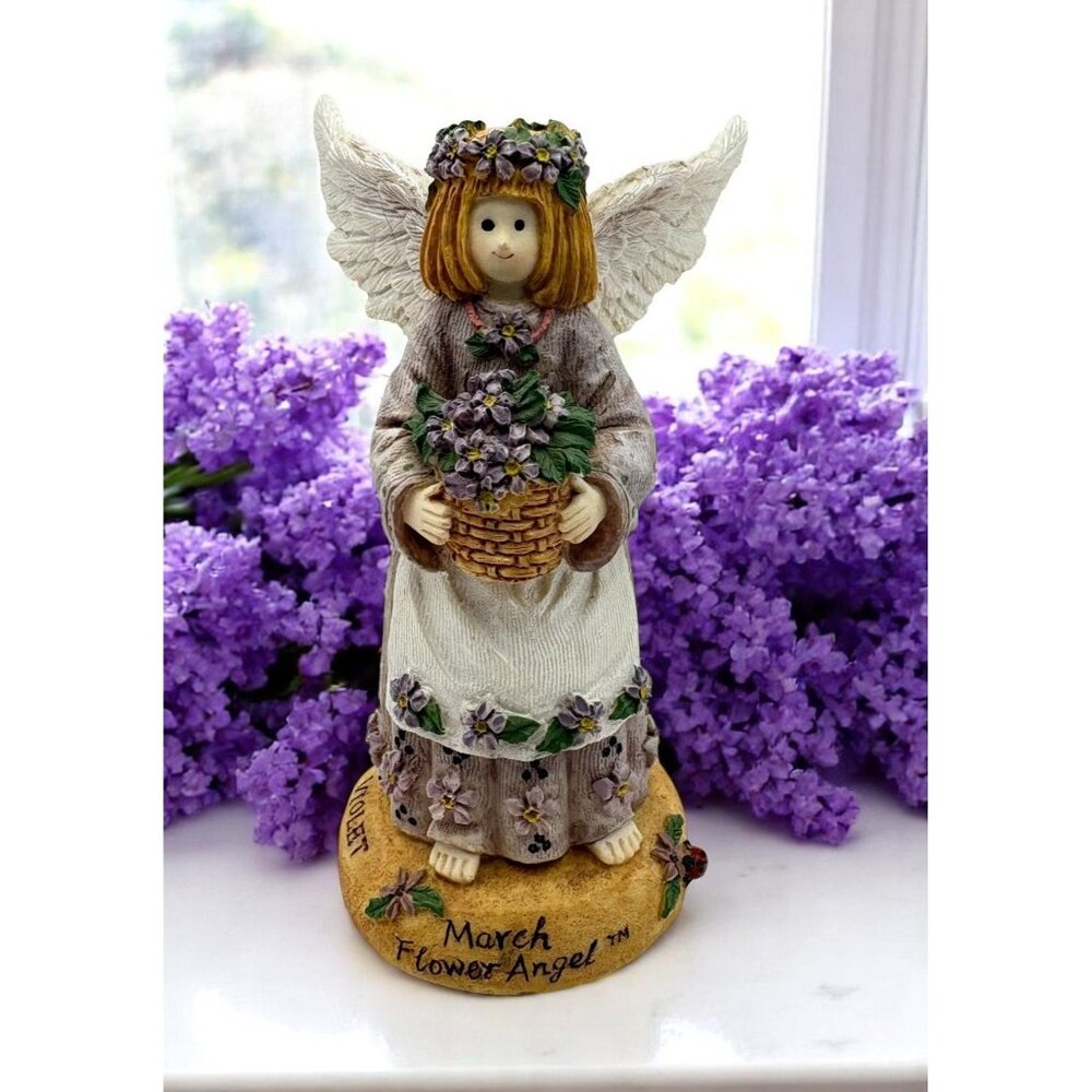 Linda Grayson March Flower Angel Figurine Violet Birthday Flower 1995